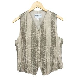EMANUEL UNGARO 100% SILK FITTED VEST Floral Embroidery Button Close
